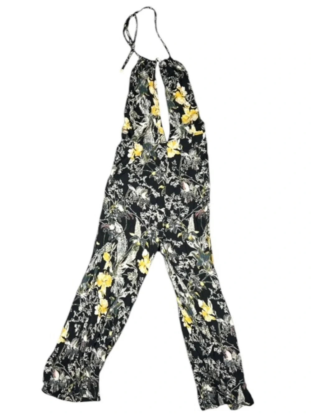 Free People Jumpsuit Womens 6 Twisted Halter Floral Boho Beachy Whimsy One Piece
